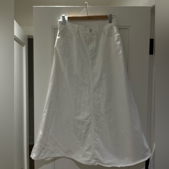 Zara white denim a-line midi skirt size small - Picture 1 of 4